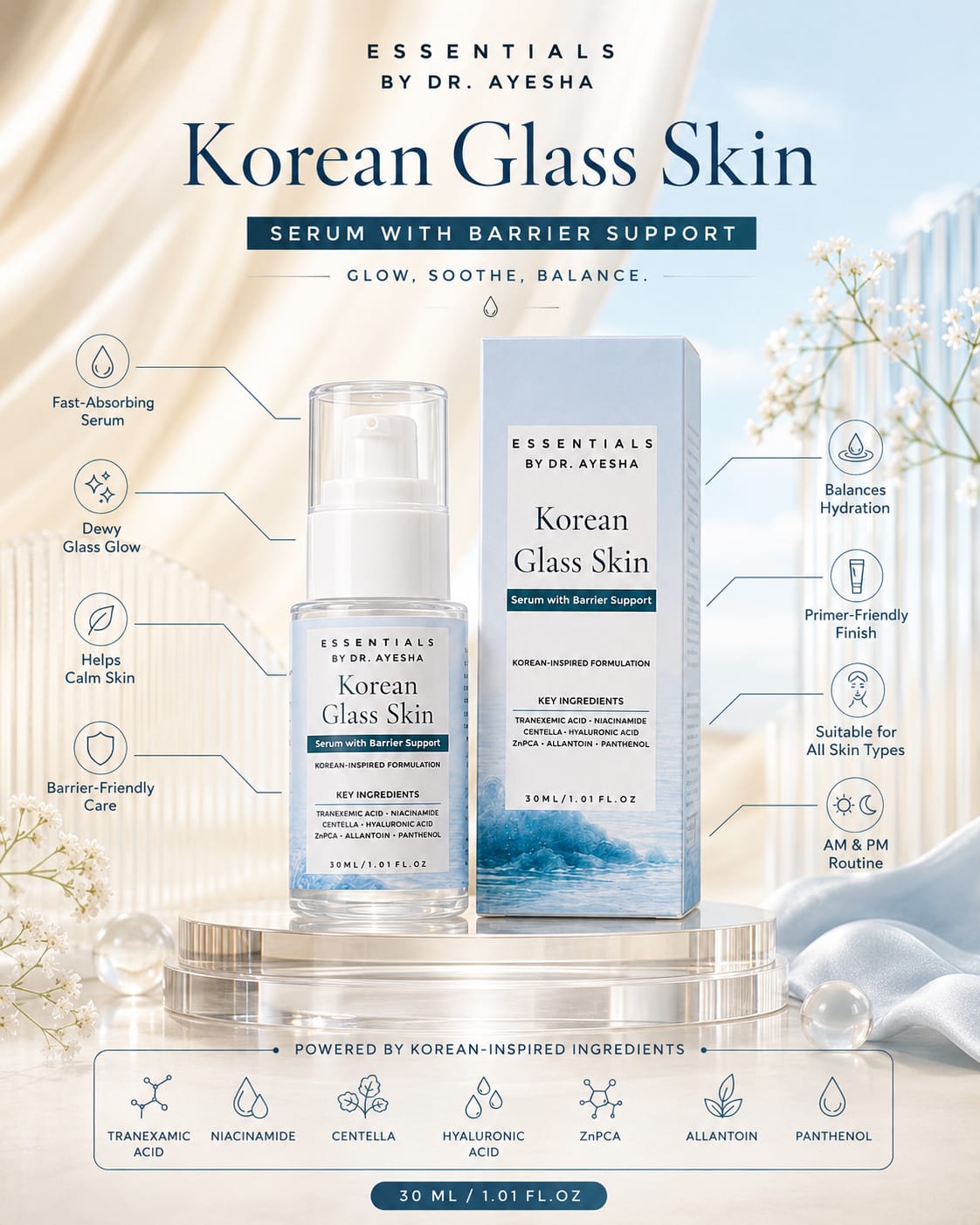 Korean glass skin serum